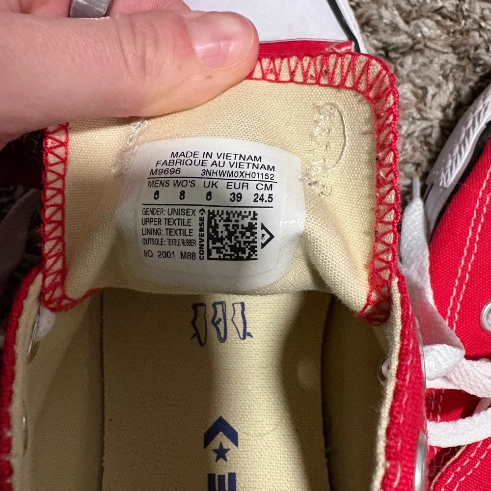 Converse Kids Red Canvas Low-Top Sneakers with White Accents - Picture 2 of 2